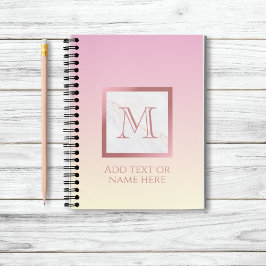 Girly Roos Gold Monogram Marble Pink Vanilla Ombre Notitieboek