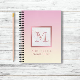 Girly Roos Gold Monogram Marble Pink Vanilla Ombre Notitieboek