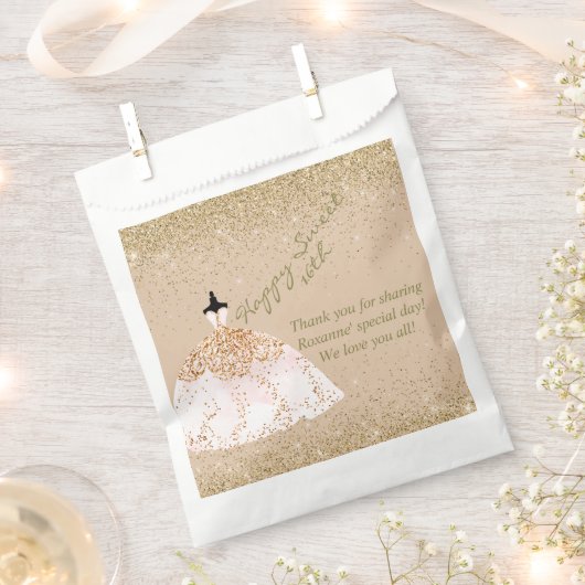 Girly Roos Gold Persoonlijk Sweet 16th Birthday Bedankzakje (Geknipt)