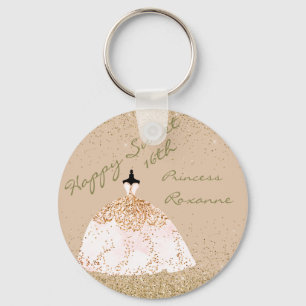 Girly Roos Gold Persoonlijk Sweet 16th Birthday Sleutelhanger