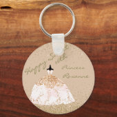 Girly Roos Gold Persoonlijk Sweet 16th Birthday Sleutelhanger (Voorkant)