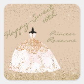 Girly Roos Gold Persoonlijk Sweet 16th Birthday Vierkante Sticker (Voorkant)