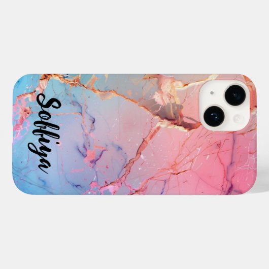 Girly Roos Gold Pink Agate Quartz Sparkle Monogram Case-Mate iPhone Case (Achterkant (horizontaal))