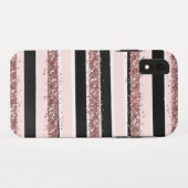 Girly Roos Gold Pink Black Glitter Stripes Patroon Case-Mate iPhone Case (Achterkant (horizontaal))