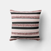 Girly Roos Gold Pink Black Glitter Stripes Patroon Kussen (Achterkant)