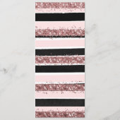 Girly Roos Gold Pink Black Glitter Stripes Patroon Menu (Achterkant)