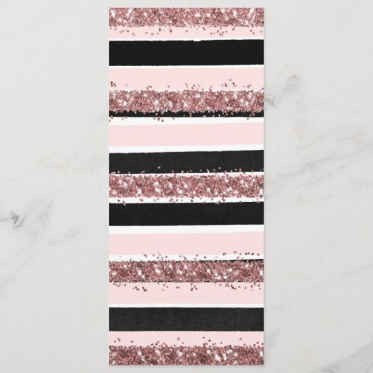 Girly Roos Gold Pink Black Glitter Stripes Patroon Menu (Achterkant)