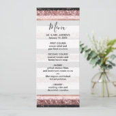 Girly Roos Gold Pink Black Glitter Stripes Patroon Menu (Staand voorkant)