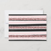 Girly Roos Gold Pink Black Glitter Stripes Patroon Save The Date (Achterkant)