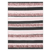 Girly Roos Gold Pink Black Glitter Stripes Patroon Tafelkleed (Voorkant)