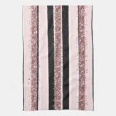 Girly Roos Gold Pink Black Glitter Stripes Patroon Theedoek (Verticaal)