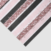 Girly Roos Gold Pink Black Glitter Stripes Patroon Tissuepapier (Detail)
