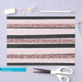 Girly Roos Gold Pink Black Glitter Stripes Patroon Tissuepapier (Craft)