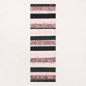 Girly Roos Gold Pink Black Glitter Stripes Patroon Yogamat (Voorkant)