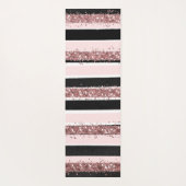 Girly Roos Gold Pink Black Glitter Stripes Patroon Yogamat (Achterkant)
