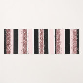 Girly Roos Gold Pink Black Glitter Stripes Patroon Yogamat (Voorkant (horizontaal))