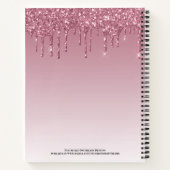 Girly Roos Gold Pink Glitter Monogram Naam Notitieboek (Achterkant)