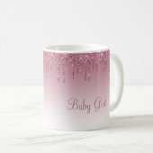 Girly Roos Gold Pink Glitter Script Sparkles Koffiemok (Voorkant rechts)
