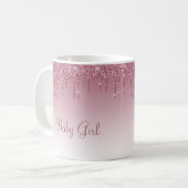 Girly Roos Gold Pink Glitter Script Sparkles Koffiemok (Voorkant links)