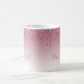 Girly Roos Gold Pink Glitter Script Sparkles Koffiemok (Center)