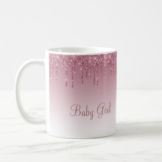 Girly Roos Gold Pink Glitter Script Sparkles Koffiemok (Links)