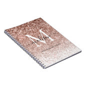 Girly Roos Gold Pink Glitter Sparkle Monogram Notitieboek (Rechterzijde)