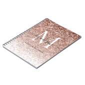 Girly Roos Gold Pink Glitter Sparkle Monogram Notitieboek (Linkerzijde)