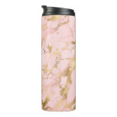 Girly Roos Gold Pink Marble Glitter Thermosbeker (Geroteerd rechts)
