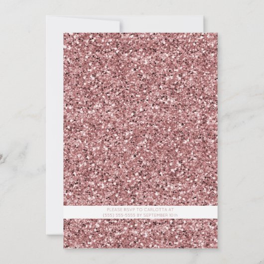 Girly Roos Gold Pink Sparkle Quinceanera Kaart (Achterkant)