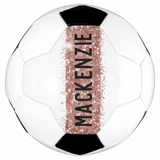 Girly Roos Gold Pink Sparkly Monogram Naam Voetbal (Voorkant)