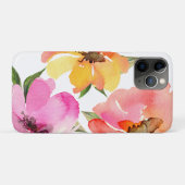 Girly Roos Gold Pink Yellow Waterverf Floral Case-Mate iPhone Case (Achterkant (horizontaal))