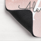 Girly Roos Gold - Roze Sparkle Glitter Monogram Muismat (Hoek)