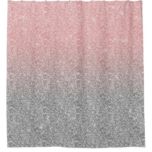 Girly Roos Gold Silver Glitter Ombre Design Douchegordijn (Voorkant)