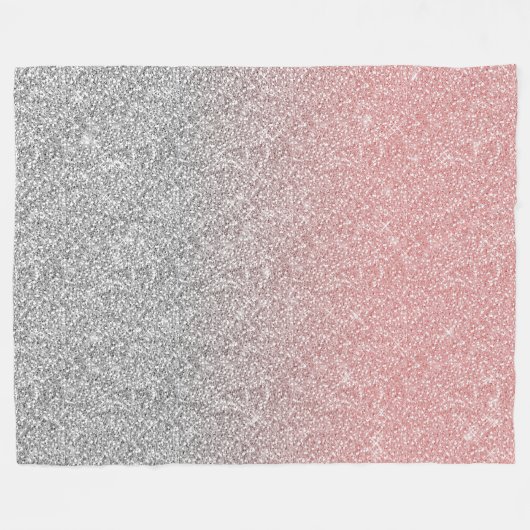 Girly Roos Gold Silver Glitter Ombre Design Fleece Deken (Voorkant (Horizontaal))