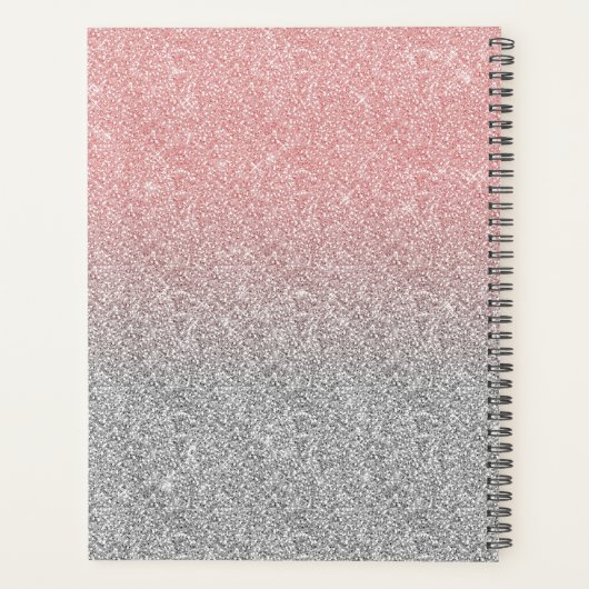 Girly Roos Gold Silver Glitter Ombre Design Planner (Achterkant)