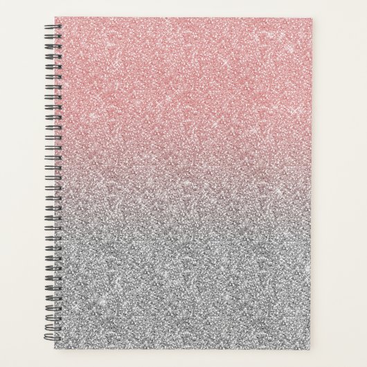 Girly Roos Gold Silver Glitter Ombre Design Planner (Voorkant)