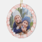 Girly Roos Gold Snowflake Merry and Bright Photo Keramisch Ornament (Links)