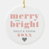 Girly Roos Gold Snowflake Merry and Bright Photo Keramisch Ornament (Achterkant)