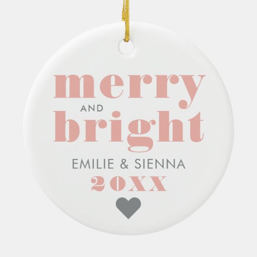 Girly Roos Gold Snowflake Merry and Bright Photo Keramisch Ornament (Achterkant)