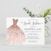 Girly Roos Gold Sparkle Dress Sweet 16th Birthday Kaart (Staand voorkant)
