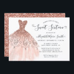Girly Roos Gold Sparkle Dress Sweet 16th Birthday Kaart<br><div class="desc">Roze Rose Gold Sparkle Dress Sweet 16th Birthday Uitnodiging</div>