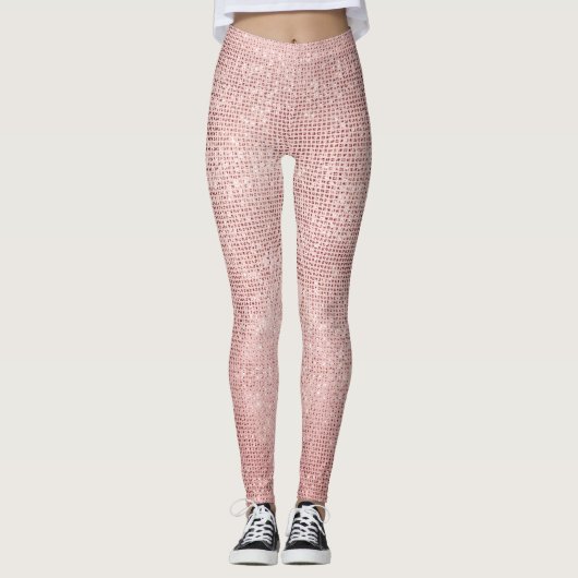 Girly Roos Gold Sparkle Glam Leggings (Voorkant)