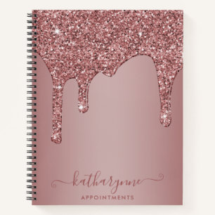 Girly Roos Gold Sparkle Glitter Drips Afspraak Notitieboek