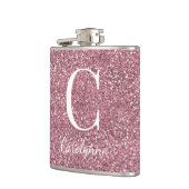 Girly Roos Gold Sparkle Glitter Monogram Heupfles (Links)