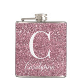 Girly Roos Gold Sparkle Glitter Monogram Heupfles (Voorkant)