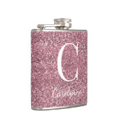 Girly Roos Gold Sparkle Glitter Monogram Heupfles (Rechts)