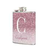 Girly Roos Gold Sparkle Ombre Glitter Monogram Heupfles (Links)