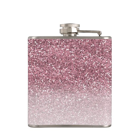 Girly Roos Gold Sparkle Ombre Glitter Monogram Heupfles (Achterkant)