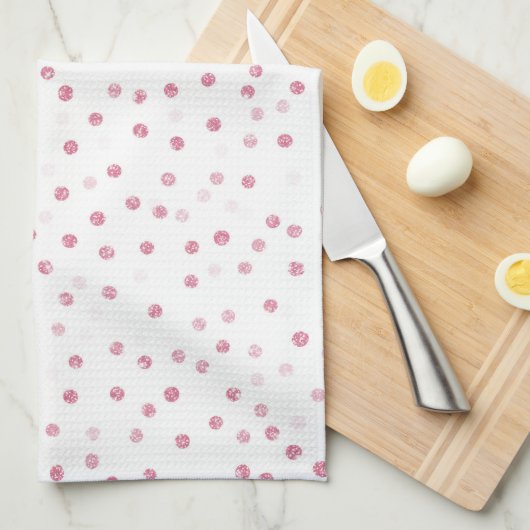 Girly Roos Gold Stippen Confetti White Design Theedoek (Quarter Fold)