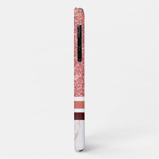 Girly Roos Gold Stripes Faux Glitter met naam Case-Mate iPhone Case (Achterkant/links)